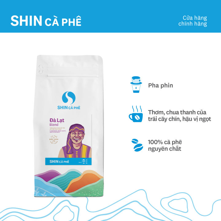 Cà phê VN Phin Đà Lạt Blend - SHIN Cà Phê - Cà phê đặc sản pha phin - Gói 250g