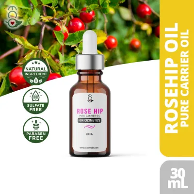 Eco Pure Rosehip Oil Reduces the Appearance of Wrinkles Scars Stretchmarks and Evens Skin Tone Beauty Oil Natural - Lightening and Brightening Scar Remover (For Dark Spots Blemishes Acne Scars Bacne Scars Stretch Marks) Carrier Oil