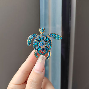 Trendy Turtle Brooch with Crystal Zircon  Animal Pin & Waist Accent for Top & Dress Boho Chic Accessory