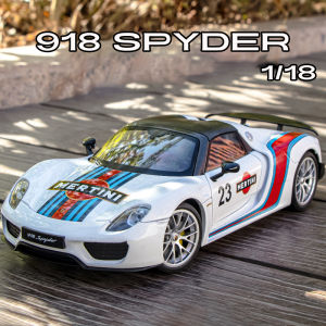 【RUM】1:18 Scale Porsche 918 Alloy Car Model Light & Sound Effect Diecast Car Toys for Boys Birthday Gift Kids Toys Car Collection