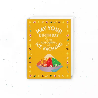 Singapore Souvenir Greeting Card – (Happy Birthday) Ice Kachang Colourful Cool Hawker Food