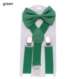 BENNETTGC 1set Charming Gifts Clip-on Adjustable Solid Color Children Wedding Dress Baby Kids Suspenders Printed Bow Tie Elastic Braces Cow Tie Belts