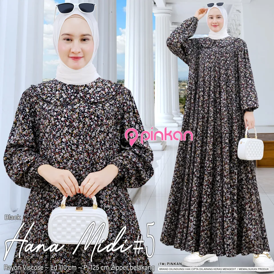 Midi Dress Jumbo Model Hijab Long Kekinian Modern Terbaru 2025 Bahan Rayon  premium Adem Motif Mewah murah Plus Size Ruffle Sleeve Elegant Evening  Formal Midi Muslim Dress Floral Neckline - Lazada | Lazada Indonesia