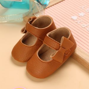 0-18 months newborn baby girl bow slip princess shoes Prewalker 1 year old baby white baptism shoes