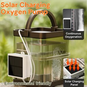 Aquarium Fish Tank Oxygen Pump Outdoor Solar Rechargeable Air Pump Portable Long-Lasting Battery Life Water Pump