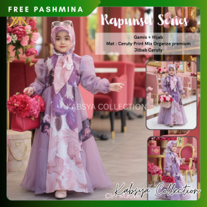 INSTANT COD Baju Gamis Anak Luxury Organza SET SYARI / Baju Muslim Anak Perempuan Bahan Cerutty Mix Organza Baju Seragam Pengajian Anak Mauma Kids