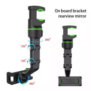 360° Rotate Car Phone Holder Rearview Mirror Cellphone Stand Adjustable Bracket Universal Phones CliP