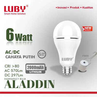 LUBY Lampu Darurat Bohlam LED Bulb Emergency 6W 8W 10W 12W 16W 20W Cahaya Putih Aladdin