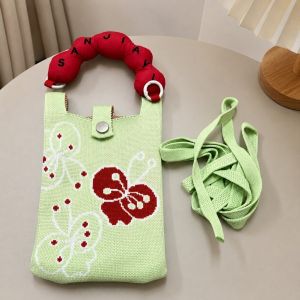 Korean Style Cute Cartoon Knit Mini Bag Lightweight Crossbody Shoulder Hand Carry Phone Bag Multiple Designs