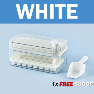 LOVIDA MALAYSIA BPA FREE 64 Grids Ice Cube Maker Mould Double Tray FREE Scoop Button Press Ice Mold Dulang Ais 冰格