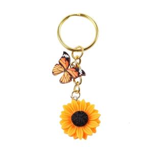 Lightweight Resin Flower Keychain Featuring Sunflower Detailing For Daily Accessories
