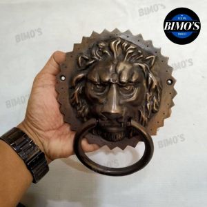 Ketukan Pintu Rumah Kuningan Motif Kepala Singa Bel Pintu Kuningan Antik 9cm