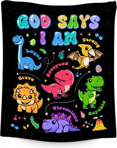 Unicorn Fleece Blanket for Women & Kids God Says I Am - Soft Plush 30"x40"