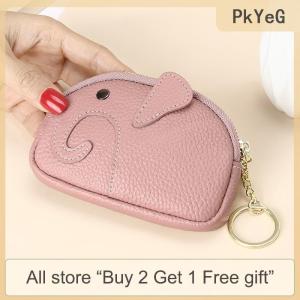 [COD] PkYeG Tool PU Leather Cartoon Elephant Head Wallet Change Purse Card Bag Money Bag Women Coin Purse Key Ring Zipper Storage Bags