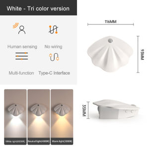 Vimite Wireless Led Motion Sensor Night Light USB Rechargeable Wall Lamp 3 Color Corridor Stairs Adsorption Indoor Decorative Light for Bedroom Living Room Study