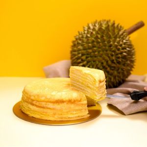 Deluxe Frozen Musang King Durian Mille Crepe Cake (6 550g) | 8 Layer‘s Durian puree | 100% Pure MSK Durian | Ultra Creamy | Premium & Additive-Free