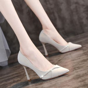 Free Shipping WomenS High Heels 2026 New Spring And Autumn Collection Featuring A Slender Heel Pointed Toe Shallow Opening And Rhinestone Embellishments Suitable For Professional Elegant And Student-Style Occasions