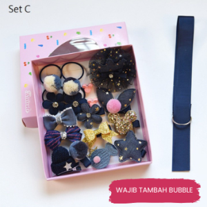 ByKiddos - Set Aksesories Rambut Anak Isi 18 PCS / Satu Set Jepit Dan Ikat Rambut Anak Import Motif Lucu