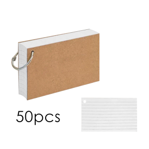 50pcs Kraft Paper Flip Cards Horizontal Loose-Leaf Index Cards Binder Memo Book With Cover