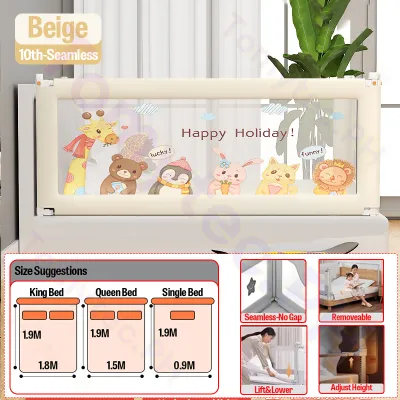 Baby Bed Fence Adjustable & Safe Breathable Mesh Non-Toxic Materials in1.4m/1.5m/1.8m/1.9m/2.0m