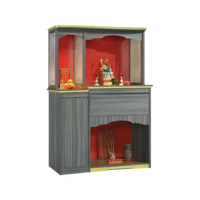 LivingMall Akira Oriental Altar Table with Top Altar Cabinet Fire Resistant MDF Board