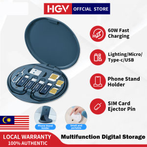 HGV 60W Fast Charging Cable Micro USB/Type-C/Lightning Quick Charging Cable for iP Phone Android Phone with Phone Stand Holder and SIM Card Tray Pin Eject Removal Tool Needle