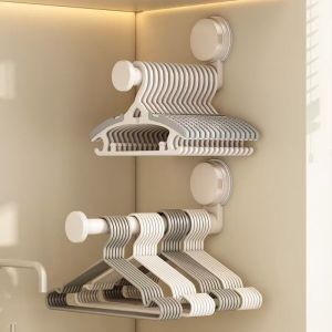 Retractable Suction Cup Hanger Space Saving Clothes Hanger Foldable Wall Mounted Clothes Organizer Laundry Storage Hook Bathroom Kitchen Drying Rack