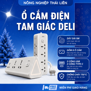 Ổ ĐIện Tam Giác Loại 8 Ổ 12W Dây 5M 2 USB 2Type C