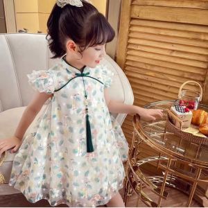 Girls cheongsam summer Chinese style thin Tang suit little girl foreign Princess childrens Han
