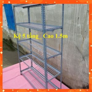 Kệ sắt V lỗ rộng 30cm x cao 1.5m ( Vỉ sắt ô vuông_ 5 tầng) độ rộng dài tầng kệ nhiều kích thước