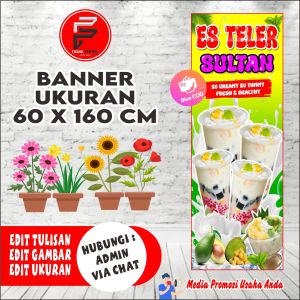 Spanduk Banner Es teller Ukuran 60 x 160 cm