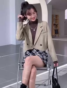 Thick Denim Korean Style Short Blazer for Women Spring and Autumn New Design Niche Loose Fashion Blazer Tops