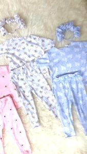 NCC New Born - 18 bulan Setelan Bayi Perempuan GUMMY By Mybee Bahan Katun Kaos Free Headband Set Baju Bayi Cewek Murah