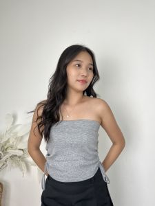 VILLY Top - Kemben Tali Serut - Knit Tube Top - Atasan Kemben Wanita - Kemben Rajut Serut Samping