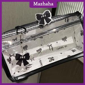 Mazhaha กระเป๋าใส่ดินสอโปร่งแสงลายการ์ตูนกระเป๋าใส่เครื่องเขียนหลายชั้นแนวตั้งขนาดใหญ่จุได้เยอะกระเป๋าใส่ไปโรงเรียนกระเป๋าเครื่องสำอาง