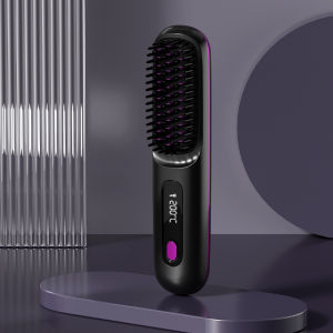 Hengfa Lina pemanasan seramik berus elektrik berus rambut tanpa wayar berus LED paparan suhu mudah alih Mini Travel Straightener Brush