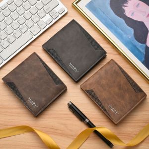 G5Q1 Classic Mens Short Wallet Business Pu Leather Short Billfold Purse Portable Cash Mens Fold Wallets Male