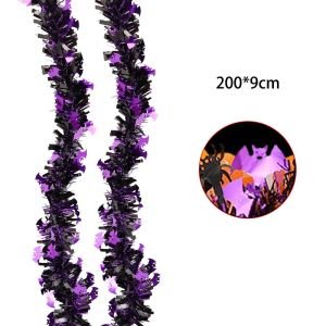 200CM Colorful Sequin Tinsel Strips Pumpkin Spider Haunted House Streamers Strips Halloween Home Decoration Halloween Ornaments