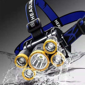 Rechargeable 5 Led Headlamp Flashlight HeadLamp Adjustable Head Light Waterproof Led mini