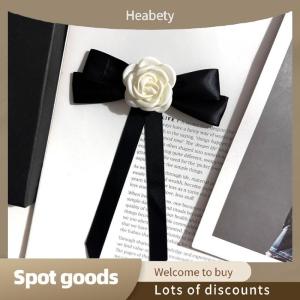 Heabety Fashion Vintage Elegant Camellia Bow Brooches Mourning Corsage Pin For Women Temperament Bowknot Neck Tie Shirt Collar Accessories