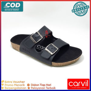 Promosi CARVIL Sandal Pria Dewasa Cowok Selop Ban Dua Gesper BENZO 02 Formal Kasual Santai Anatomic Footbed [DEJAVU STORE]
