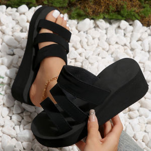 [Free Shipping] New Plus-Size Front And Back Double-Strap Sandals Available Now With A Wedge Heel And Thick Sole Perfect For Street Style Beach Wear And Parent-Child Matching Outfits – A Hot-Selling Item