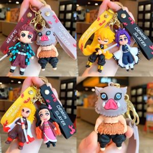 Anime Demon Slayer Key Chains Tokitou Muichirou Rengoku Kyoujurou Kanroji Mitsuri Kamado Tanjirou Keychain Accessories