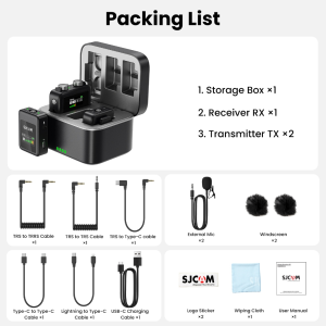 SJCAM Mic Wireless Lavalier Mic for Smartphones Cameras Laptops Compact and Portable 200 Meter Transmission Range for Vlog Live Video Outdoor Interview Recording Microphone