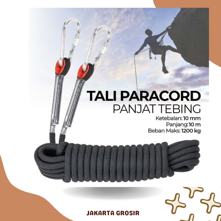 14mm 200m Climbing Rope 2 Hooks) Tali Panjat Pokok Outdoor Safety Survival  Equipment Lanyard Paracord Cord登山绳