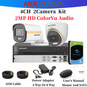 Hikvision CCTV Camera 4Camera 8 Camera CCTV Kit 2MP HD 24/7 Full-color Built-in Mic With Audio Support Mobile Remote Viewing CCTV Complete Package CCTV Set