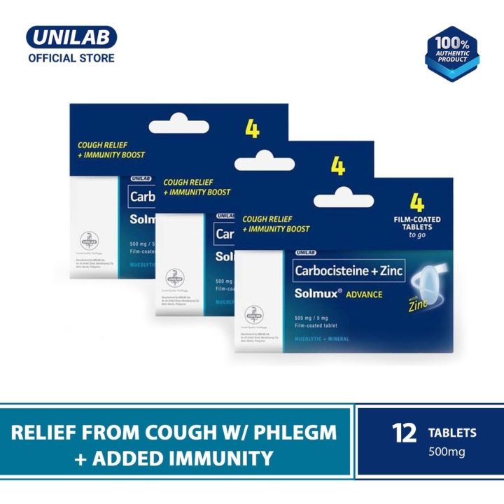 Unilab Solmux Advance12 Tablets - Cough with Phlegm Medicine ...