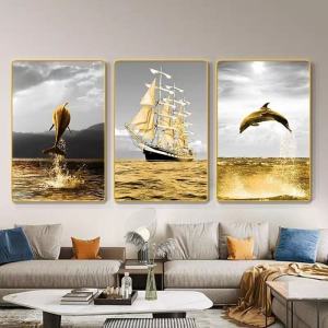 3 Panel Set Painting Mural with Frame Wall Decor For Home Waterproof Living Room Mural