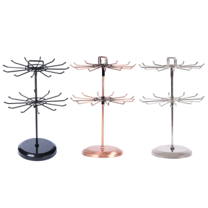 Decorative 2 Tiers Rotating Holder Necklace and Bracelet Storage Rack Accessories Shelf for Home or Retail