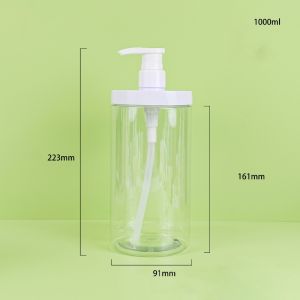 YUNAFIN Clear Pump Bottle Dispenser Wide Mouth 500/1000ml Storage Bottle Large Capacity PET Shower Soap Dispenser for Shampoo Conditioner Lotion